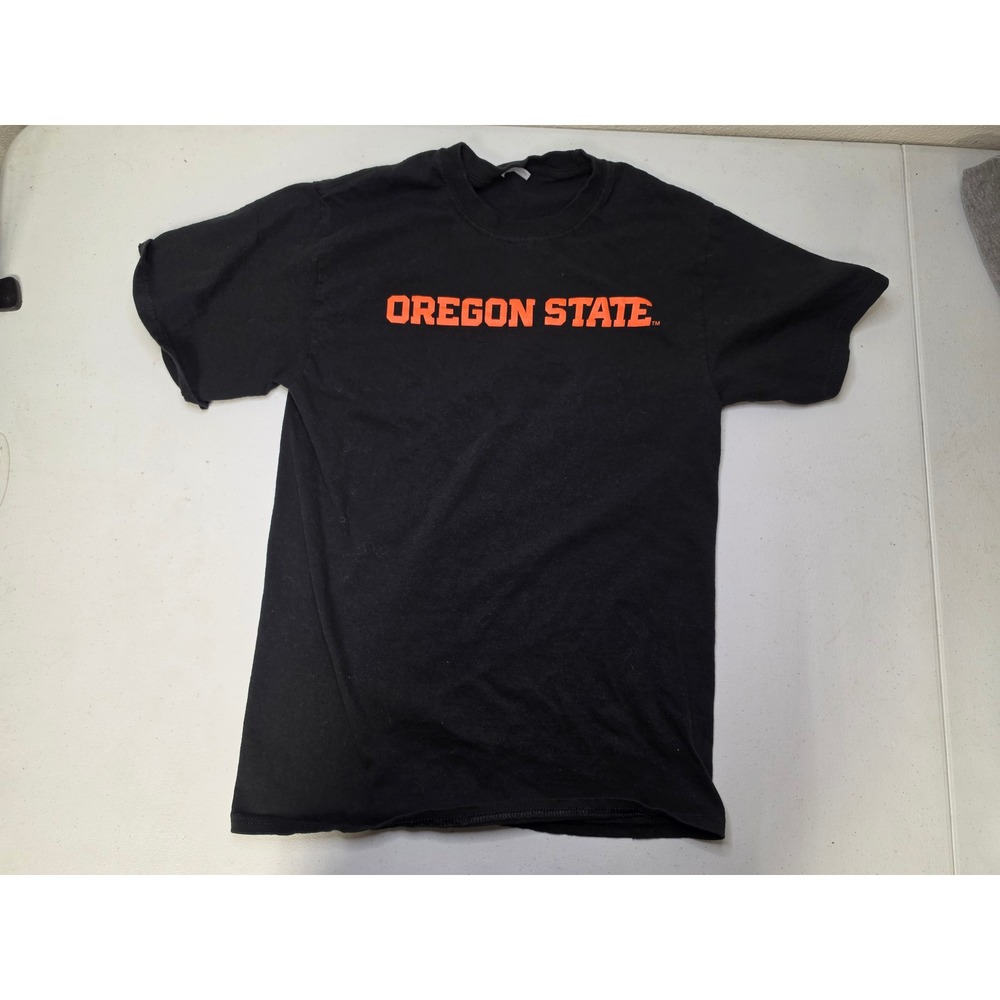 Port & Company Oregon State Beavers T-Shirt Mens Small Black Orange Graphic Tee